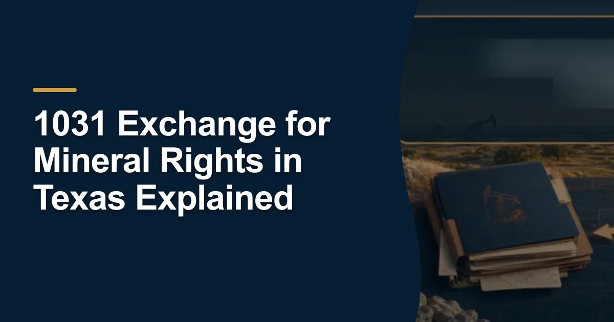 MRX article cover with the title “1031 Exchange for Mineral Rights in Texas Explained”.