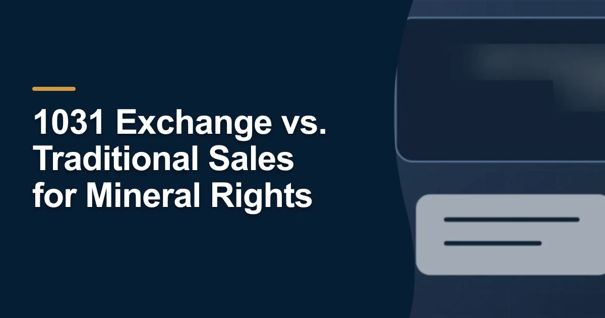 MRX article cover with the title “1031 Exchange vs. Traditional Sales for Mineral Rights”.