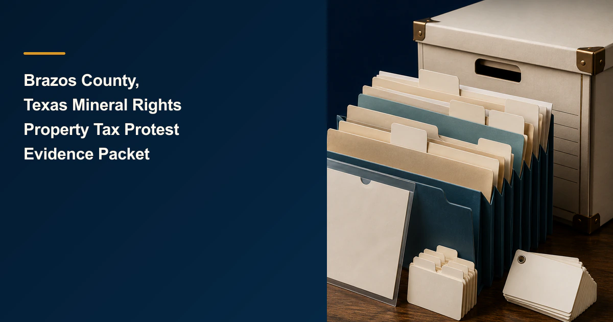 Brazos tax protest cover with folders and a storage box
