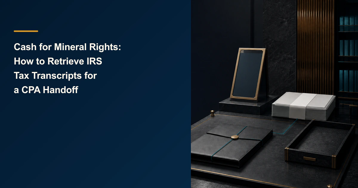 Cash for Mineral Rights: How to Retrieve IRS Tax Transcripts for a CPA Handoff