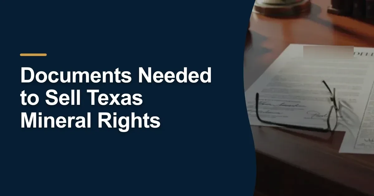 MRX article cover with the title “Documents Needed to Sell Texas Mineral Rights”.