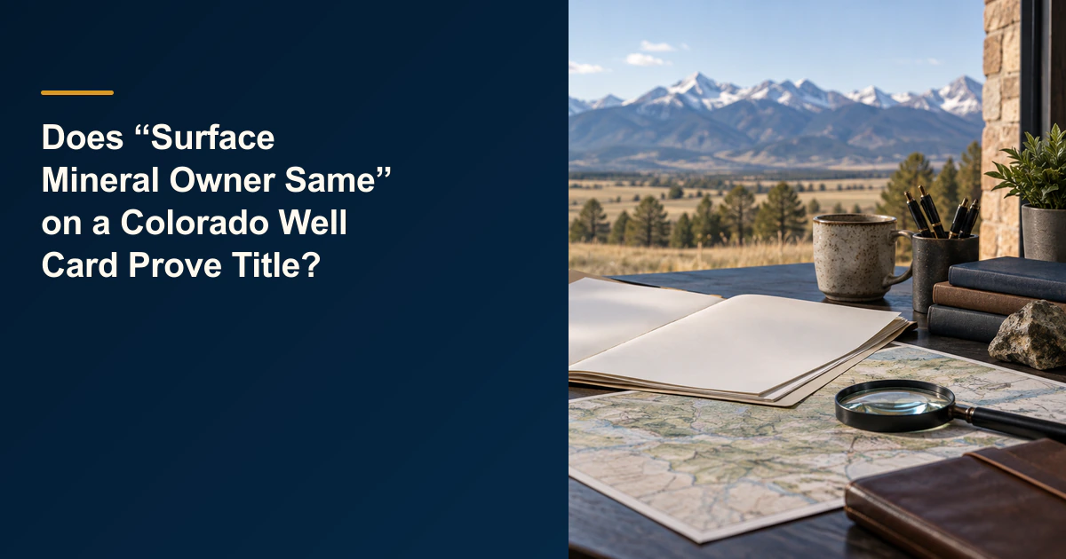 Does “Surface Mineral Owner Same” on a Colorado Well Card Prove Title?