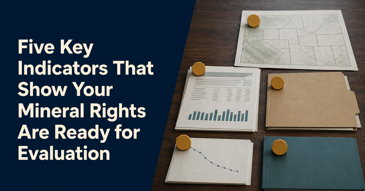 Article cover titled “Five Key Indicators That Show Your Mineral Rights Are Ready for Evaluation”.