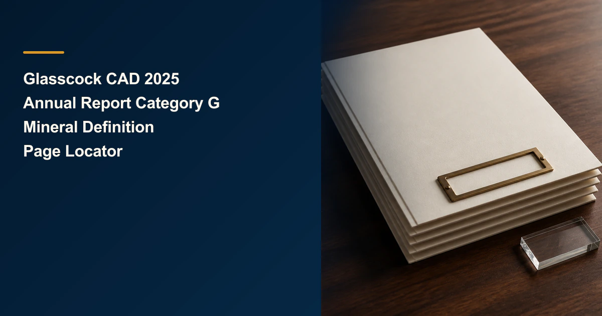 Glasscock CAD cover with stacked folders and a brass label