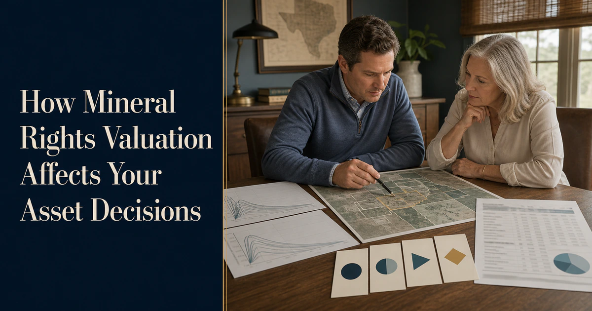 An owner and underwriter review option evidence beside “How Mineral Rights Valuation Affects Your Asset Decisions”.