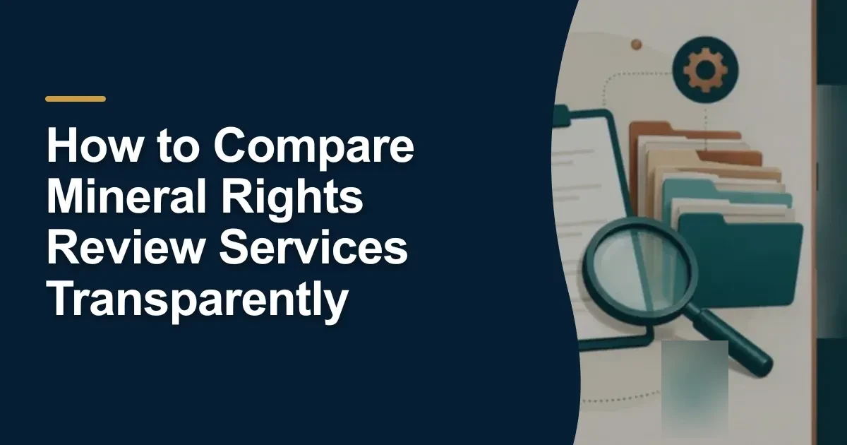 MRX article cover with the title “How to Compare Mineral Rights Review Services Transparently”.