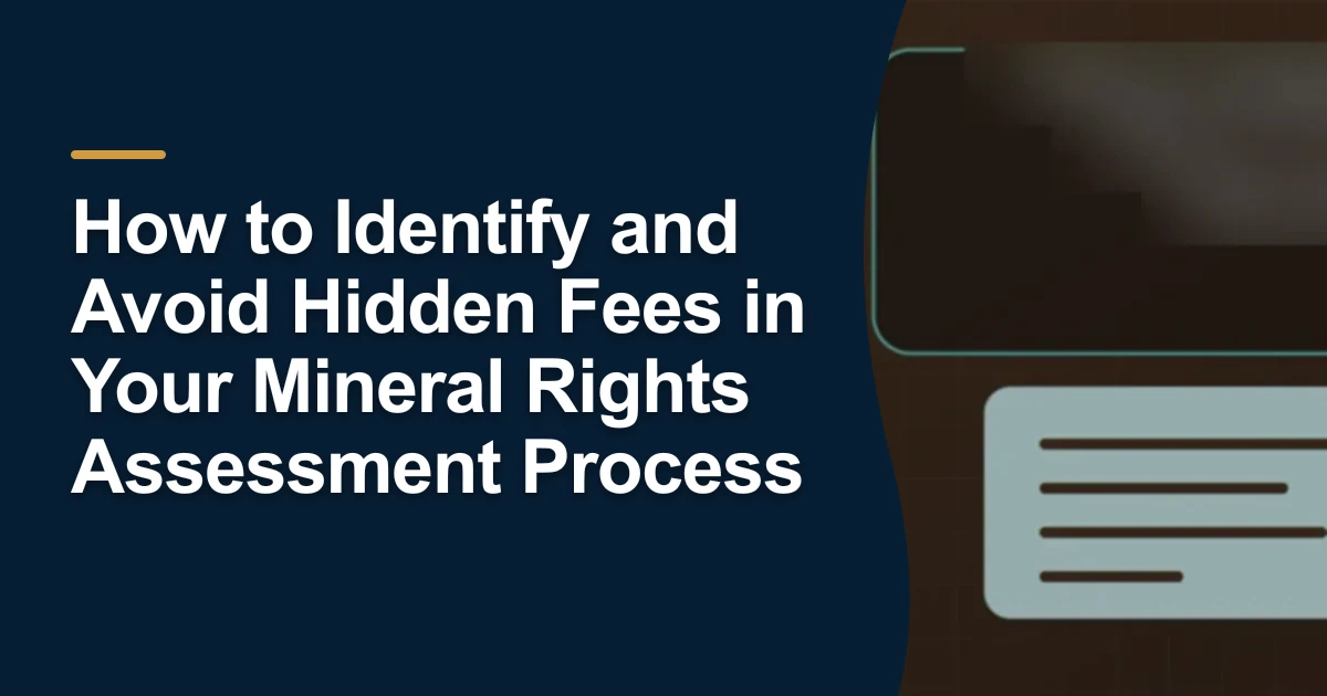 MRX article cover with the title “How to Identify and Avoid Hidden Fees in Your Mineral Rights Assessment Process”.