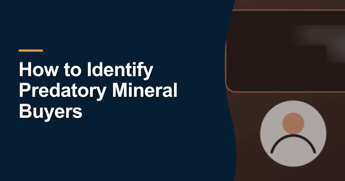 MRX article cover with the title “How to Identify Predatory Mineral Buyers”.