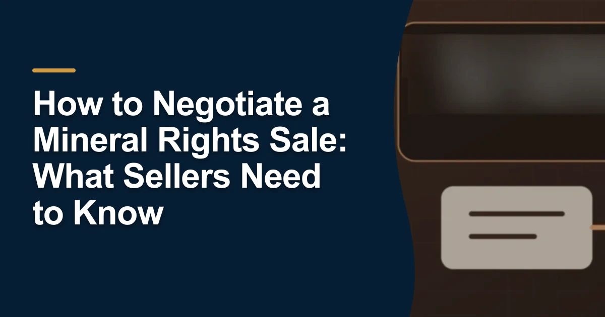 MRX article cover with the title “How to Negotiate a Mineral Rights Sale: What Sellers Need to Know”.