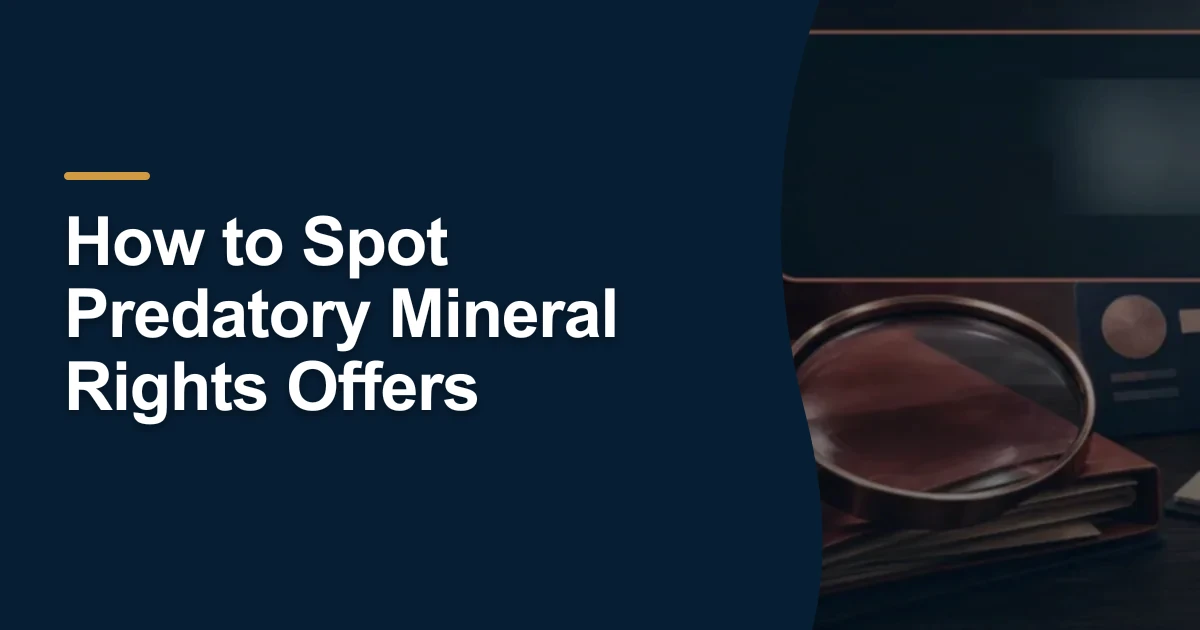 MRX article cover with the title “How to Spot Predatory Mineral Rights Offers”.
