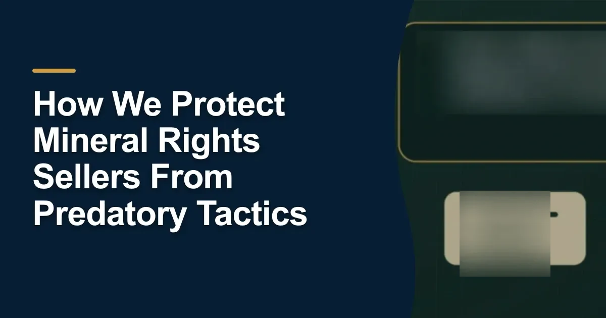 MRX article cover with the title “How We Protect Mineral Rights Sellers From Predatory Tactics”.