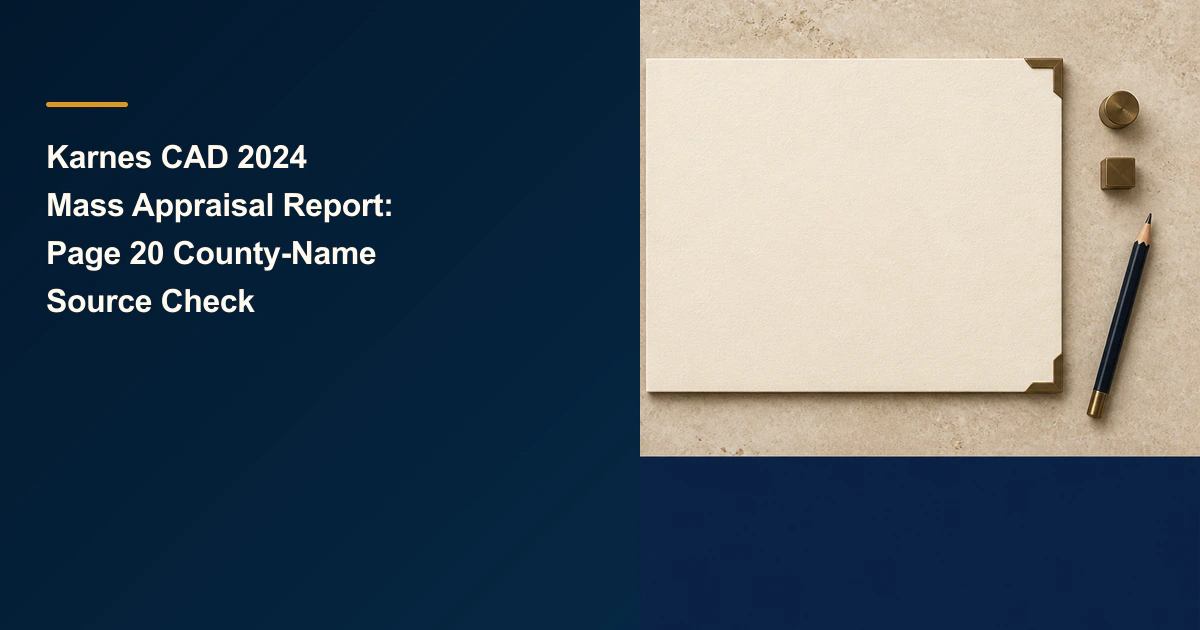 Karnes CAD 2024 Mass Appraisal Report: Page 20 County-Name Source Check