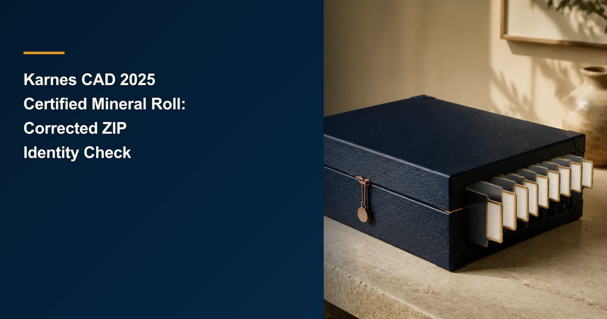 Karnes CAD 2025 Certified Mineral Roll: Corrected ZIP Identity Check