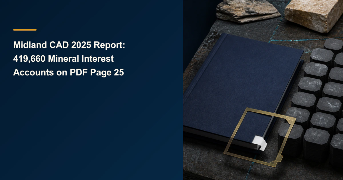 Midland CAD report cover with a tabbed book and rock samples