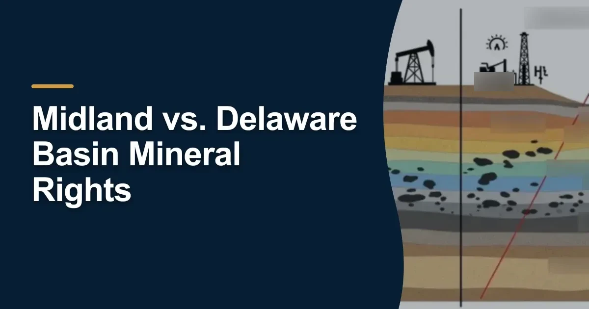 MRX article cover with the title “Midland vs. Delaware Basin Mineral Rights”.