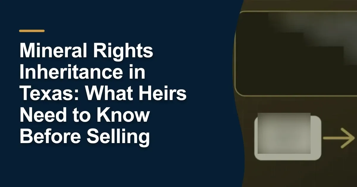 MRX article cover with the title “Mineral Rights Inheritance in Texas: What Heirs Need to Know Before Selling”.