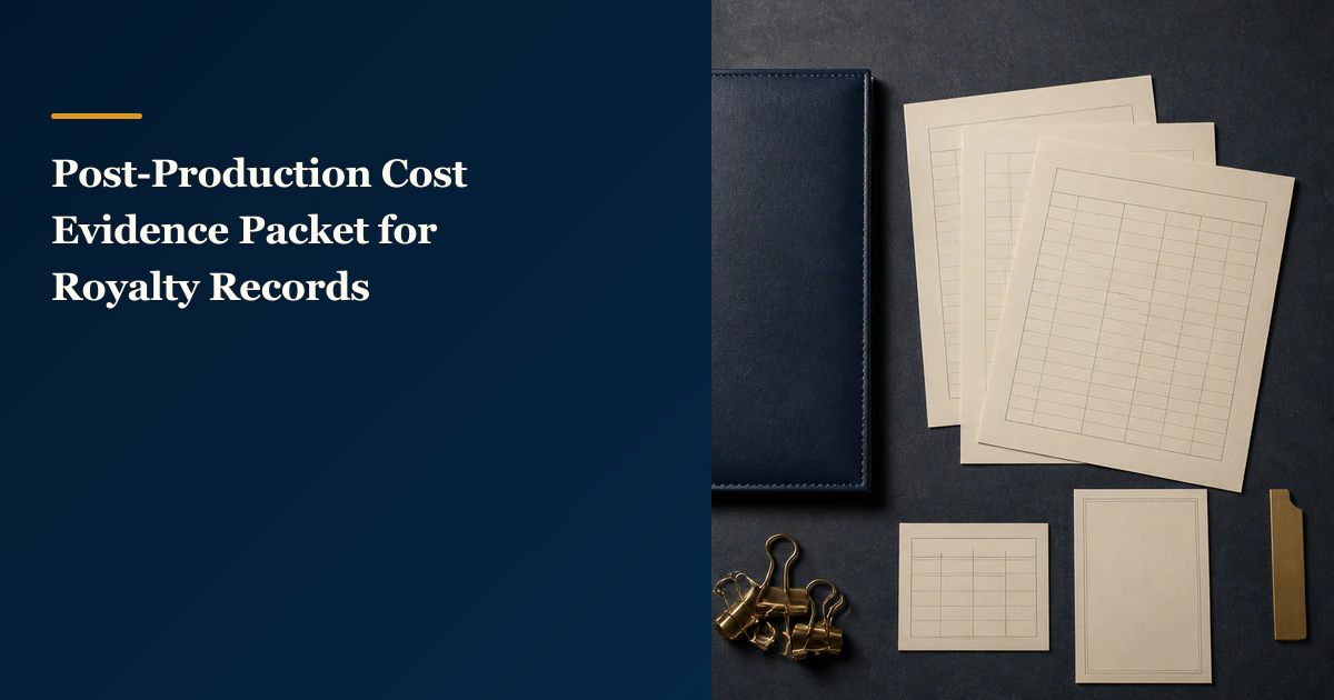 Post-Production Cost Evidence Packet for Royalty Records