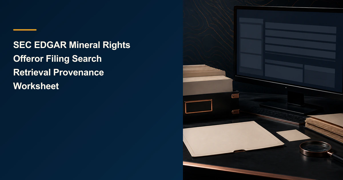 SEC EDGAR Mineral Rights Offeror Filing Search Retrieval Provenance Worksheet