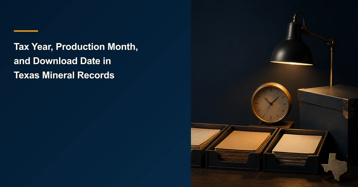 Tax Year, Production Month, and Download Date in Texas Mineral Records
