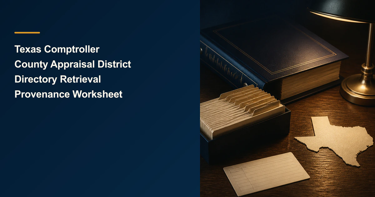 Appraisal directory cover with Texas cutout and card file