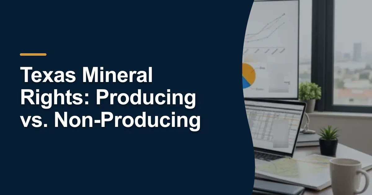 MRX article cover with the title “Texas Mineral Rights: Producing vs. Non-Producing”.