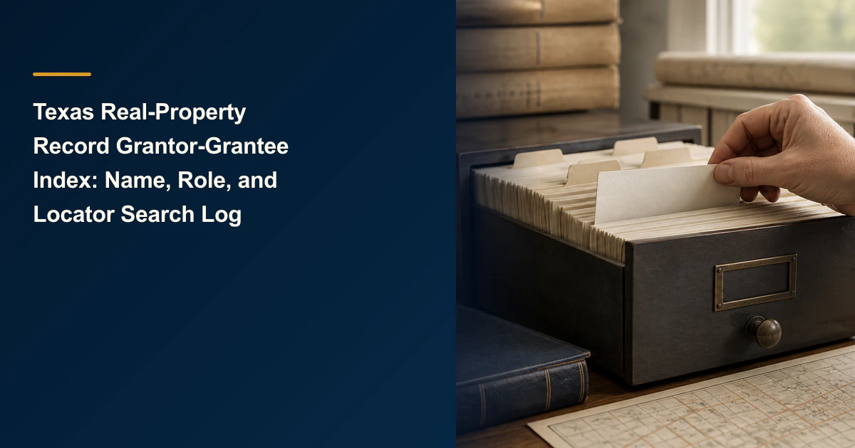 Texas Real-Property Record Grantor-Grantee Index: Name, Role, and Locator Search Log