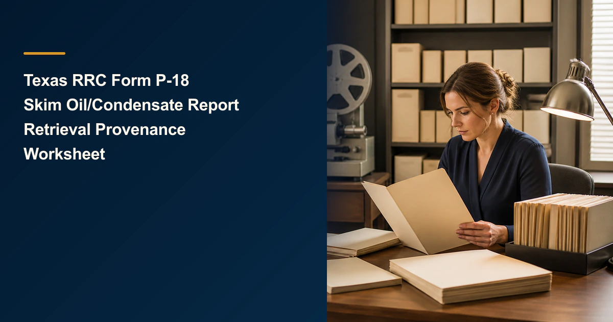 Texas RRC Form P-18 Skim Oil/Condensate Report Retrieval Provenance Worksheet