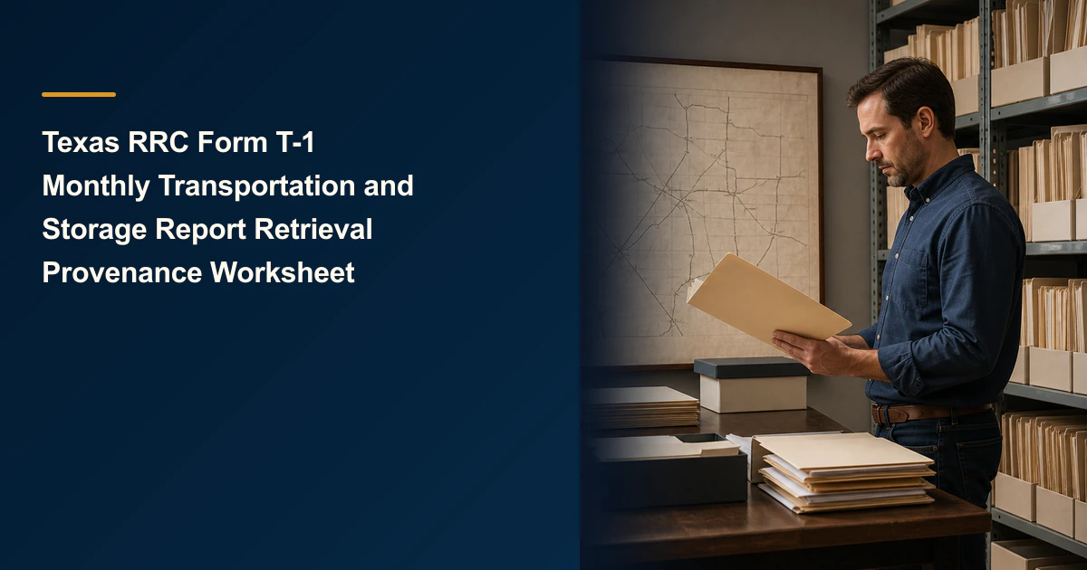 Texas RRC Form T-1 Monthly Transportation and Storage Report Retrieval Provenance Worksheet