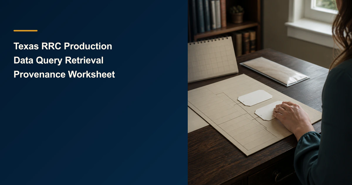 One mineral owner reviews a blank two-path production-query board beside the exact article title.
