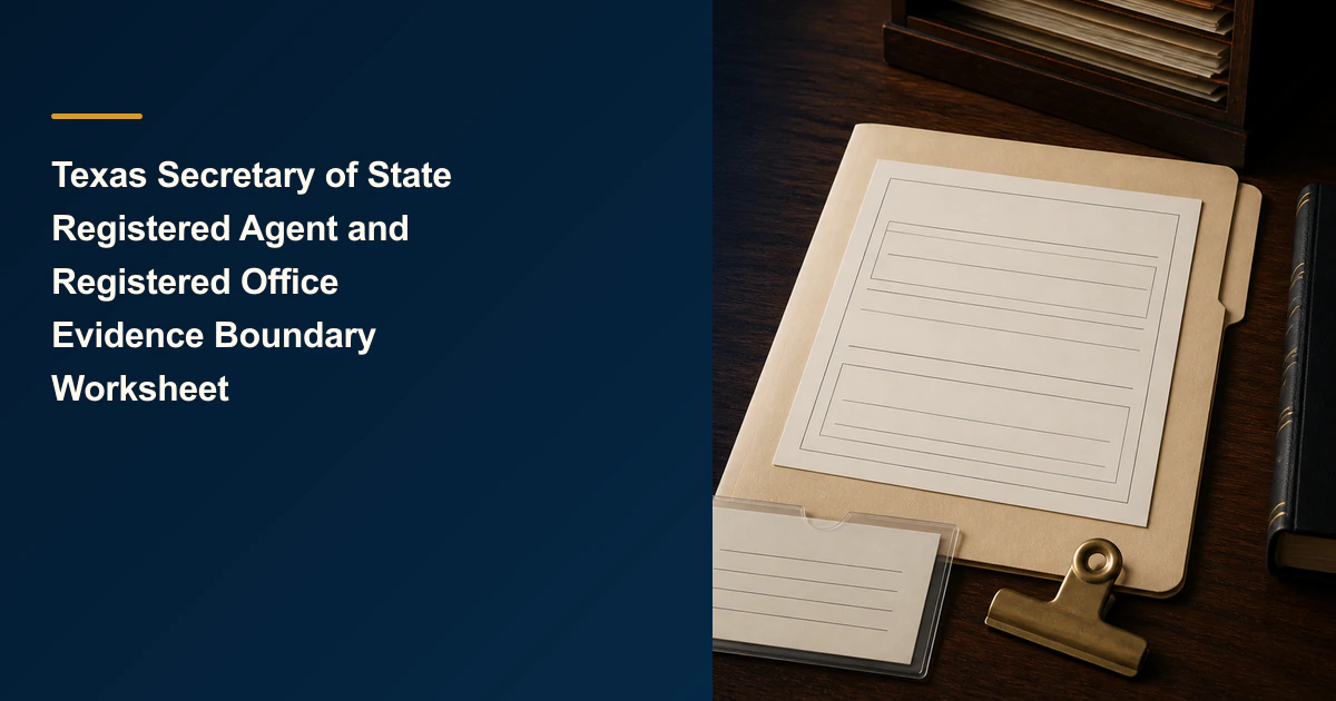 Texas Secretary of State Registered Agent and Registered Office Evidence Boundary Worksheet
