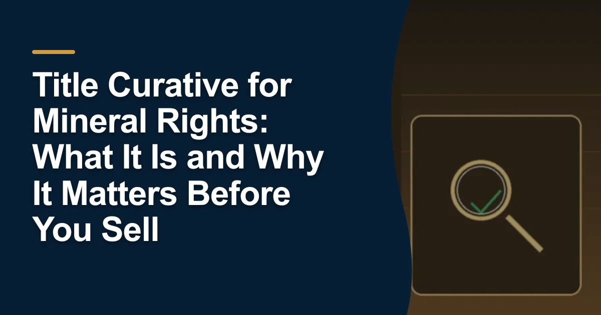 MRX article cover with the title “Title Curative for Mineral Rights: What It Is and Why It Matters Before You Sell”.