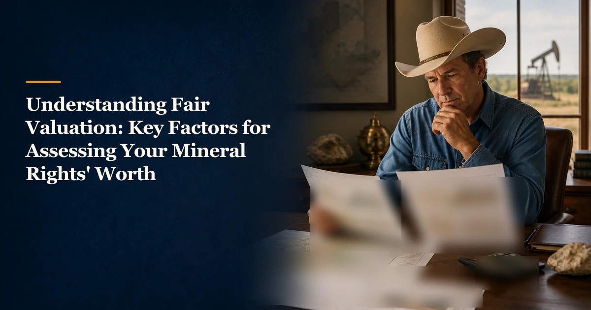 Title reads “Understanding Fair Valuation: Key Factors for Assessing Your Mineral Rights' Worth”.