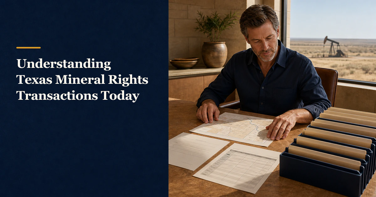 Title reads “Understanding Texas Mineral Rights Transactions Today”.