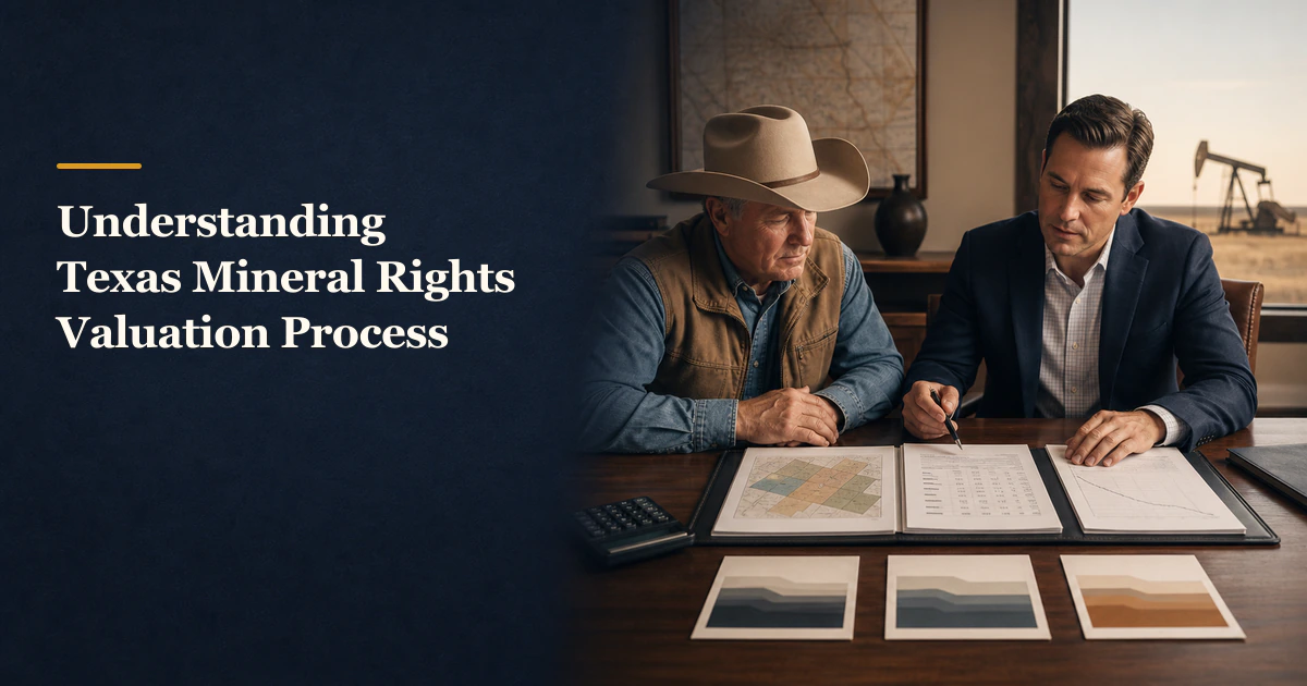 Title reads “Understanding Texas Mineral Rights Valuation Process”.