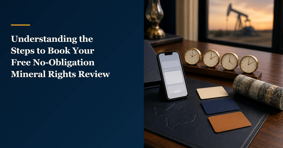 Title reads “Understanding the Steps to Book Your Free No-Obligation Mineral Rights Review”.
