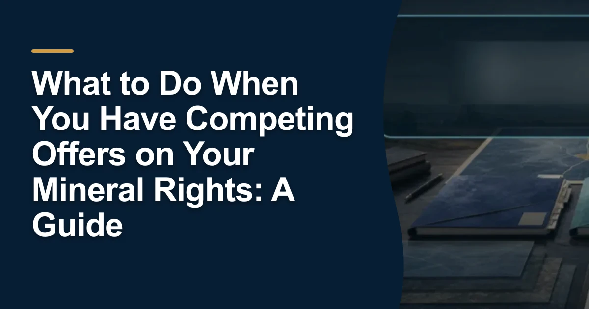 MRX article cover with the title “What to Do When You Have Competing Offers on Your Mineral Rights: A Guide”.