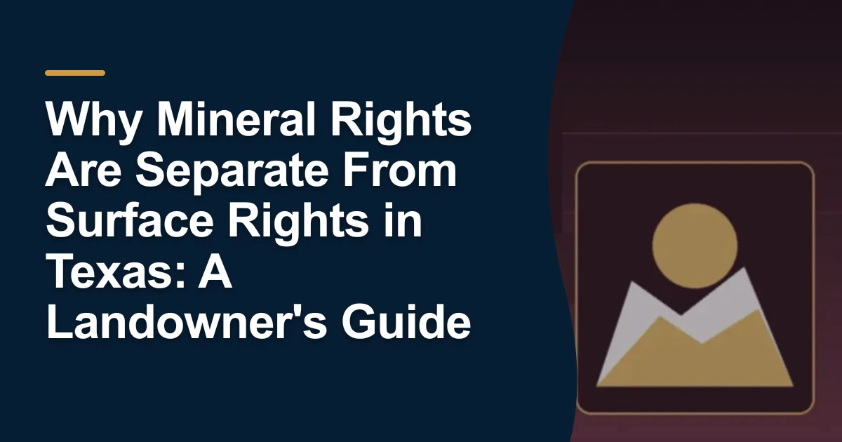 MRX article cover with the title “Why Mineral Rights Are Separate From Surface Rights in Texas: A Landowner's Guide”.