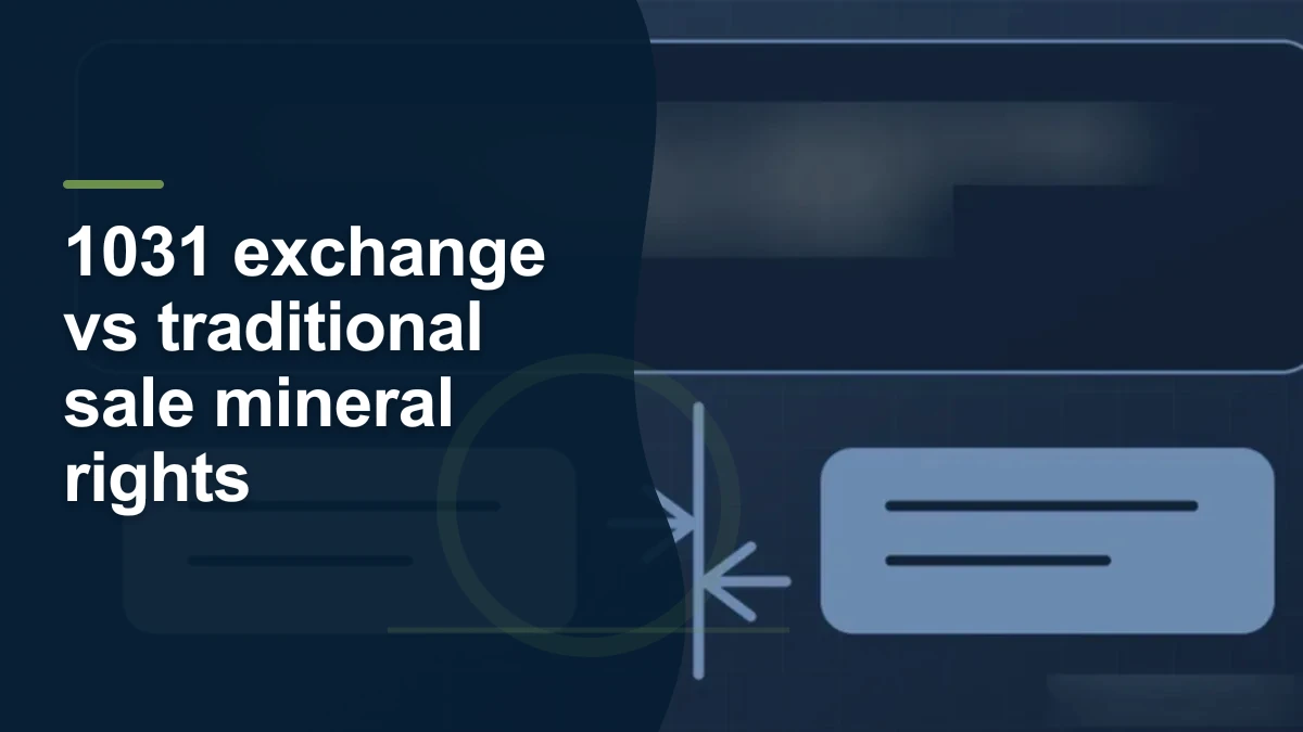 Mineral-rights illustration highlighting “1031 exchange vs traditional sale mineral rights”.