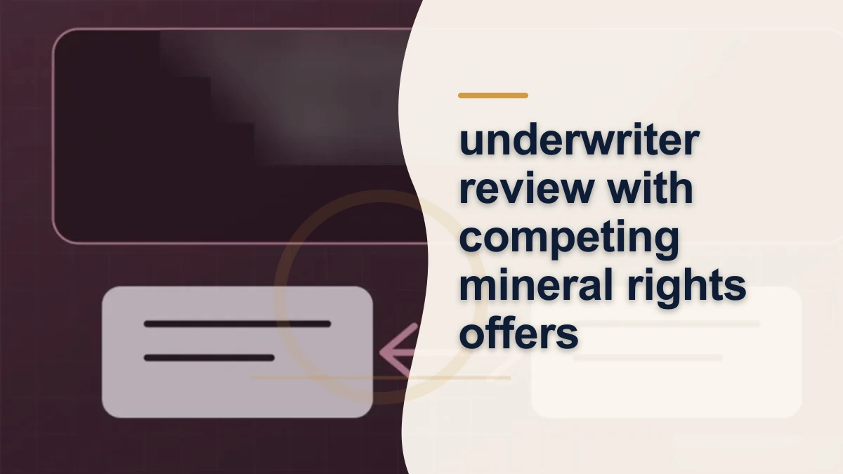 Mineral-rights illustration highlighting “underwriter review with competing mineral rights offers”.