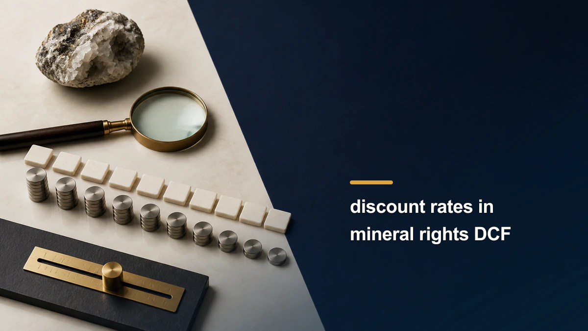 Distinct present-value workspace labeled “discount rates in mineral rights DCF”.