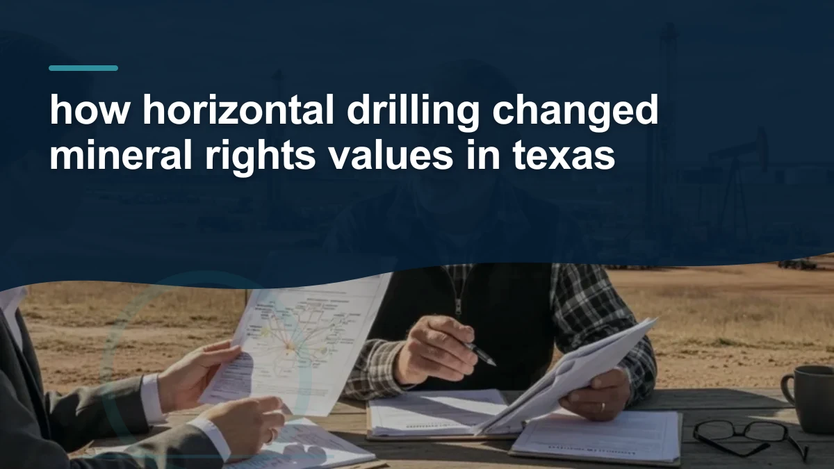 Mineral-rights illustration highlighting “how horizontal drilling changed mineral rights values in texas”.
