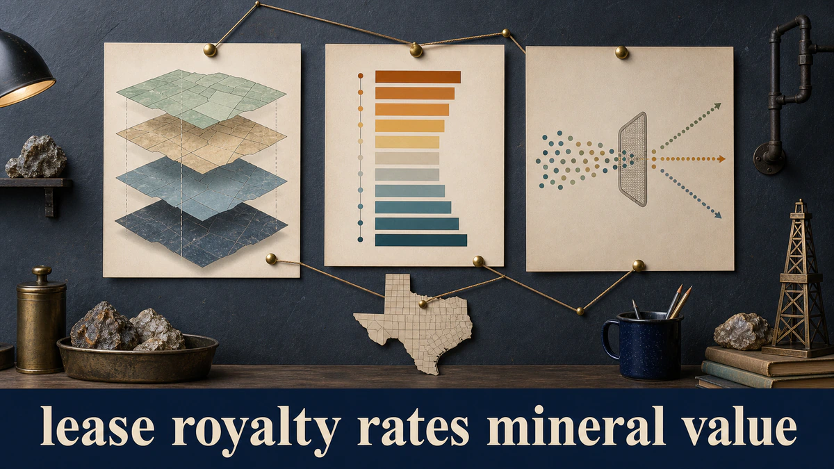 Distinct lease-rate sensitivity board labeled “lease royalty rates mineral value”.