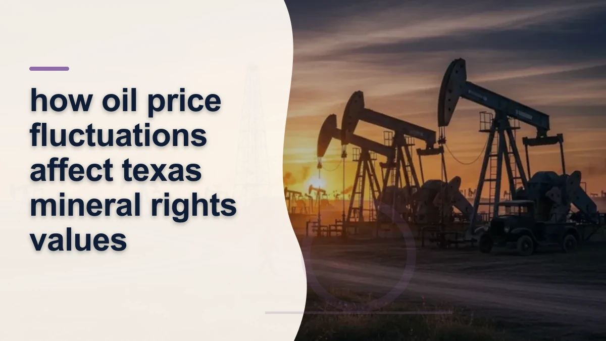 Mineral-rights illustration highlighting “how oil price fluctuations affect texas mineral rights values”.
