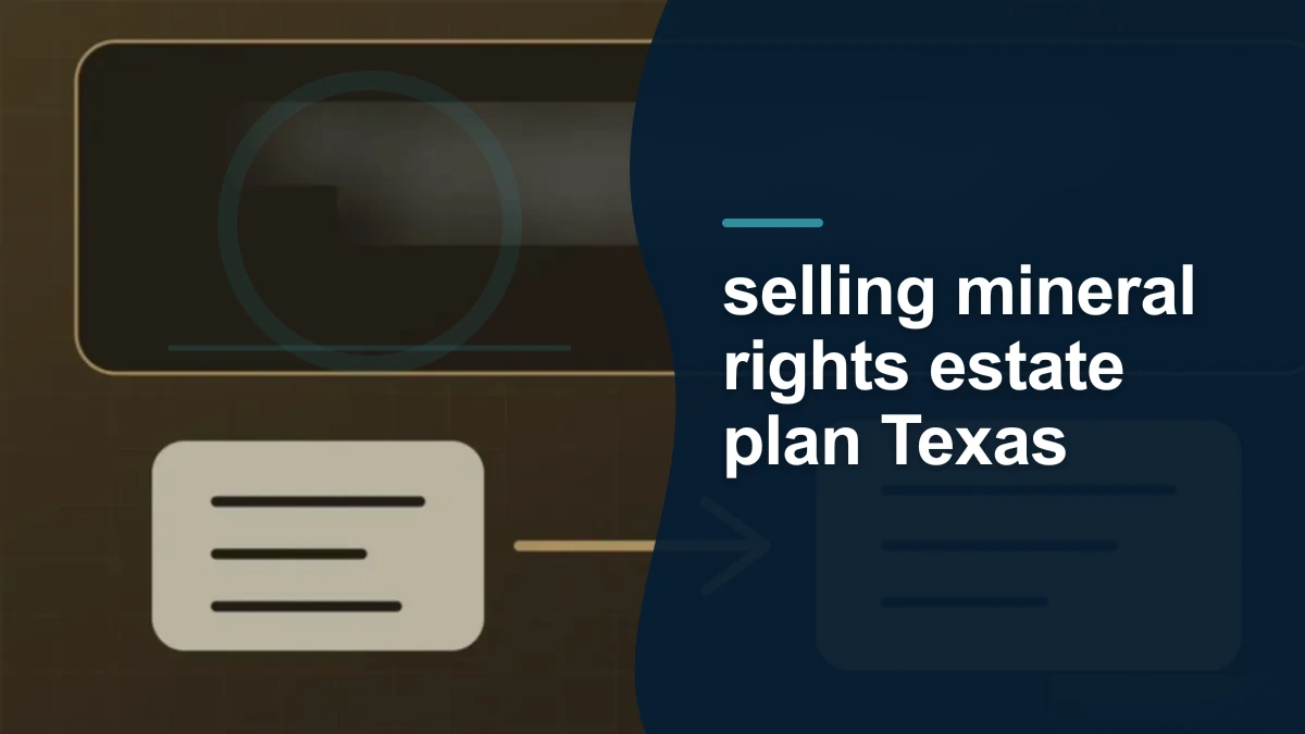 Mineral-rights illustration highlighting “selling mineral rights estate plan Texas”.
