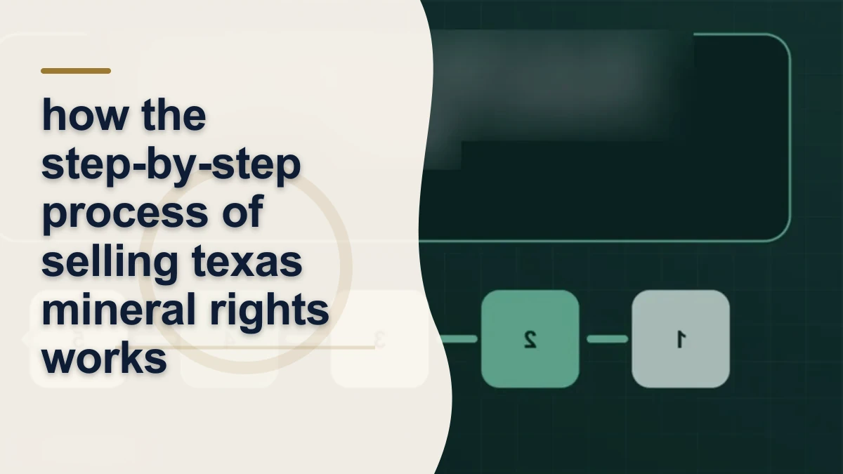 Mineral-rights illustration highlighting “how the step-by-step process of selling texas mineral rights works”.