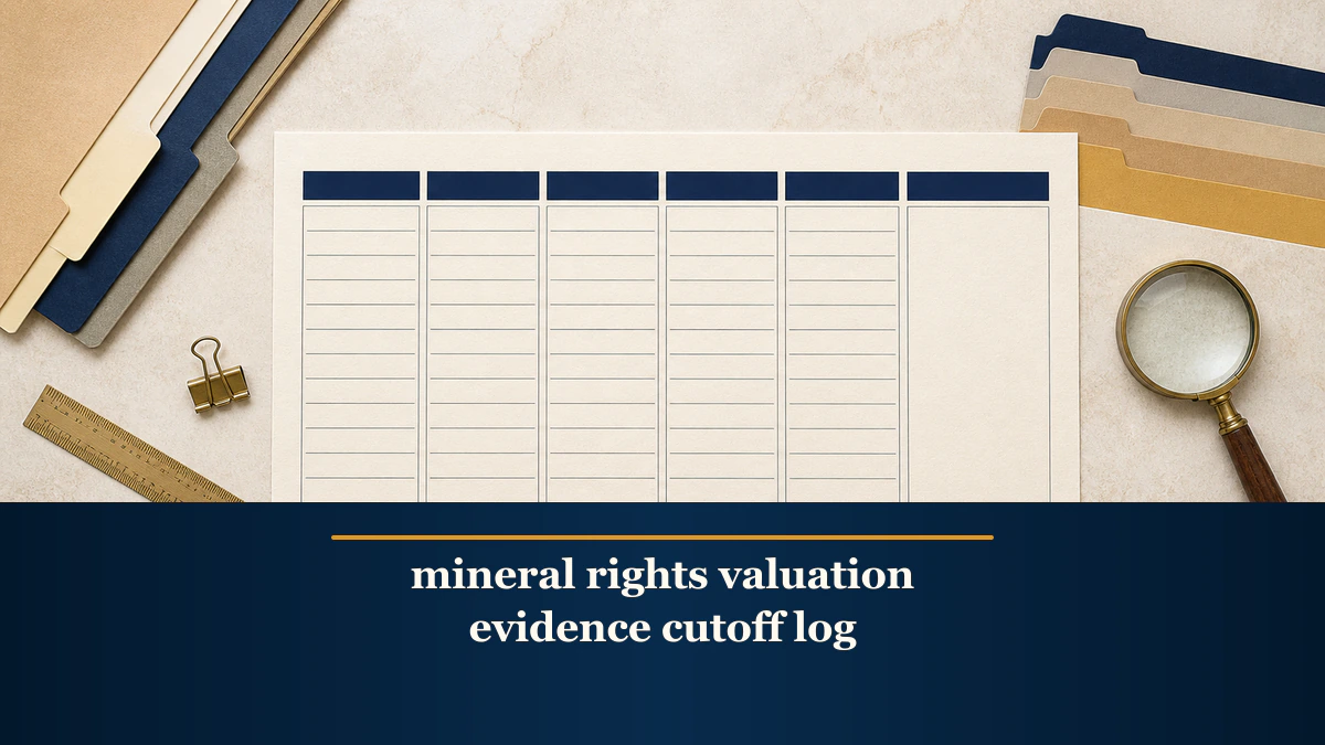 A top-down six-column evidence-cutoff worksheet appears above the exact keyword.