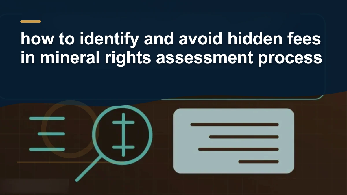 Mineral-rights illustration highlighting “how to identify and avoid hidden fees in mineral rights assessment process”.