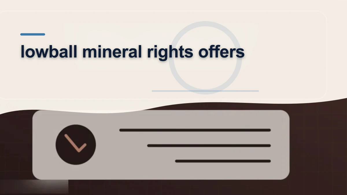 Mineral-rights illustration highlighting “lowball mineral rights offers”.