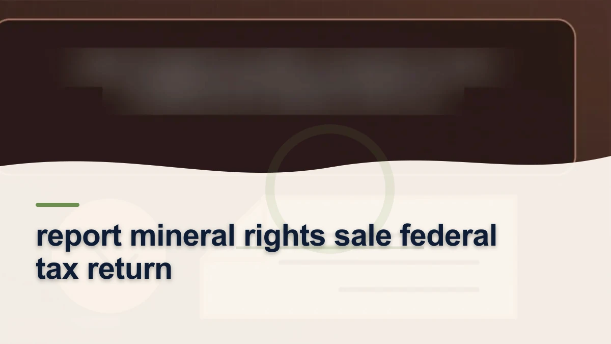 Mineral-rights illustration highlighting “report mineral rights sale federal tax return”.
