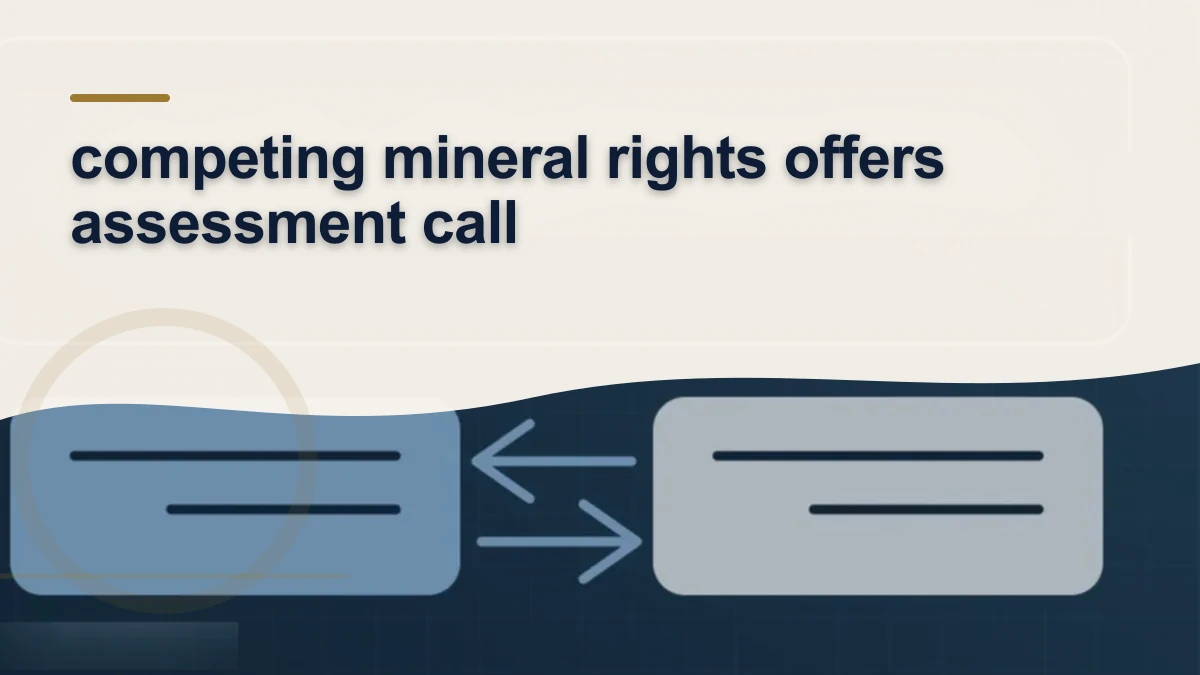 Mineral-rights illustration highlighting “competing mineral rights offers assessment call”.